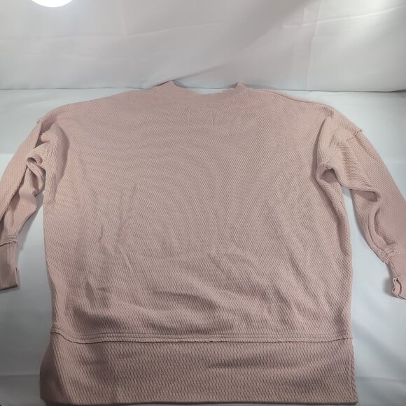 Aerie Oversized Waffle Knit Sweater Pink XS Distressed Long Sleeve Drop Shoulder - Picture 13 of 15
